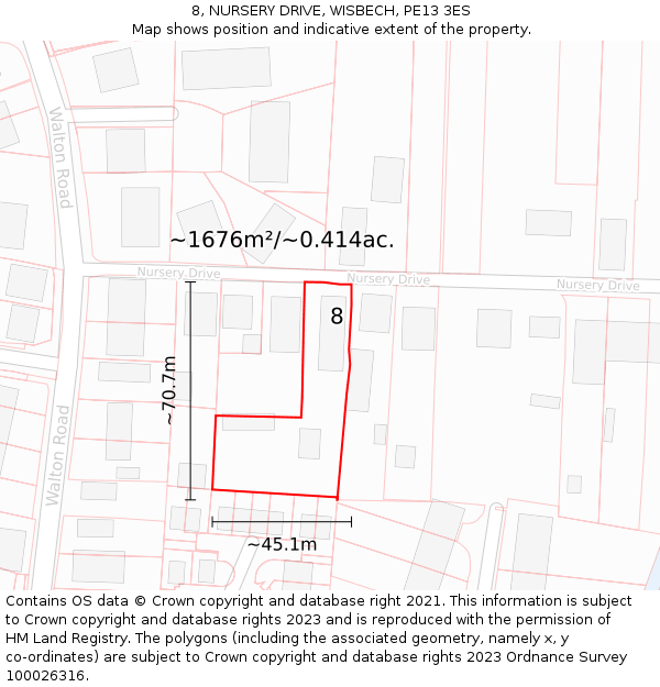 8, NURSERY DRIVE, WISBECH, PE13 3ES: Plot and title map