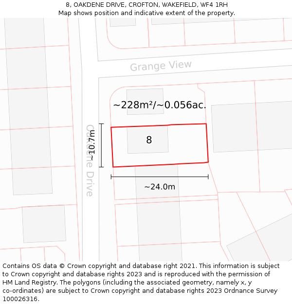 8, OAKDENE DRIVE, CROFTON, WAKEFIELD, WF4 1RH: Plot and title map