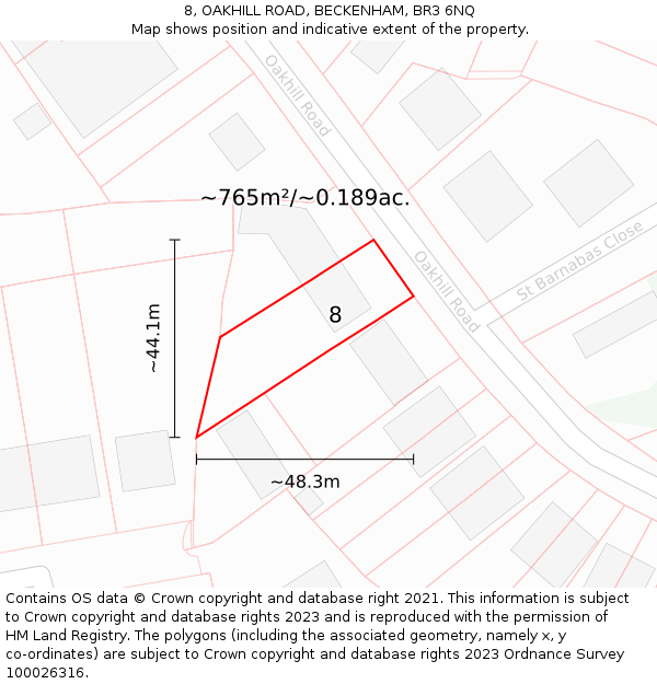 8, OAKHILL ROAD, BECKENHAM, BR3 6NQ: Plot and title map