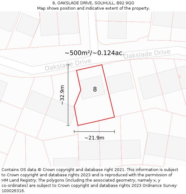 8, OAKSLADE DRIVE, SOLIHULL, B92 9QG: Plot and title map