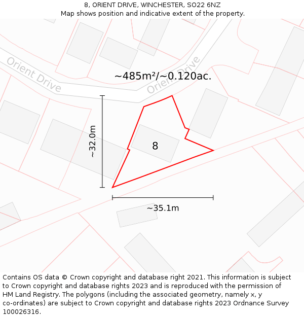 8, ORIENT DRIVE, WINCHESTER, SO22 6NZ: Plot and title map