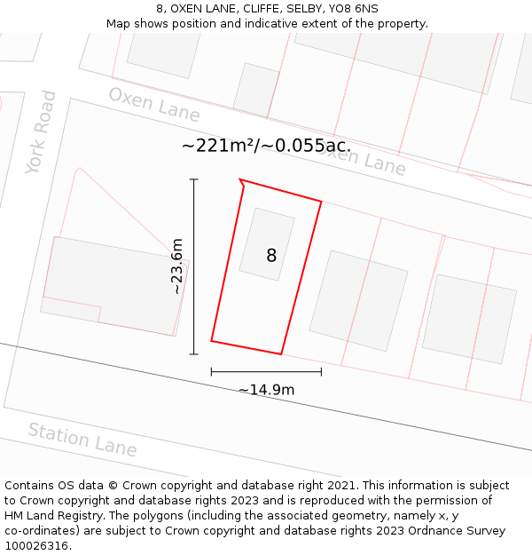 8, OXEN LANE, CLIFFE, SELBY, YO8 6NS: Plot and title map