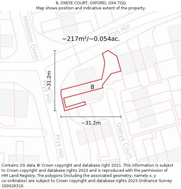 8, OXEYE COURT, OXFORD, OX4 7GQ: Plot and title map