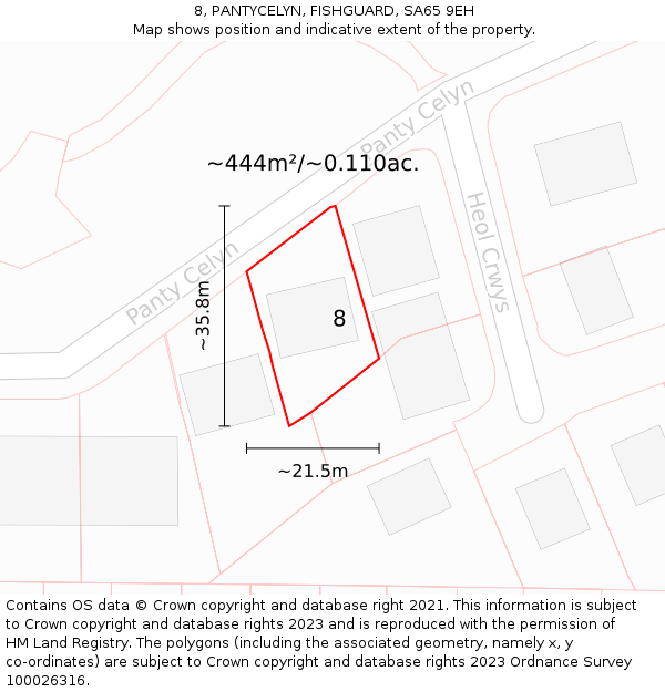 8, PANTYCELYN, FISHGUARD, SA65 9EH: Plot and title map