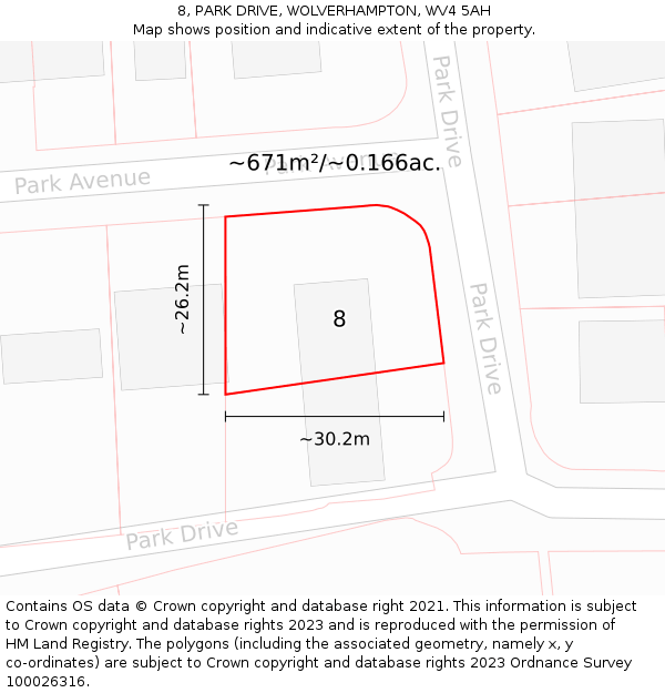 8, PARK DRIVE, WOLVERHAMPTON, WV4 5AH: Plot and title map