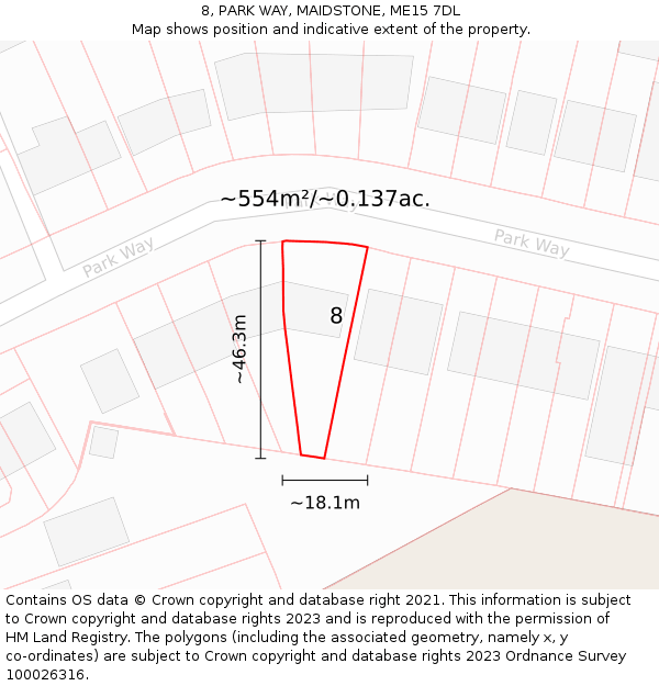 8, PARK WAY, MAIDSTONE, ME15 7DL: Plot and title map