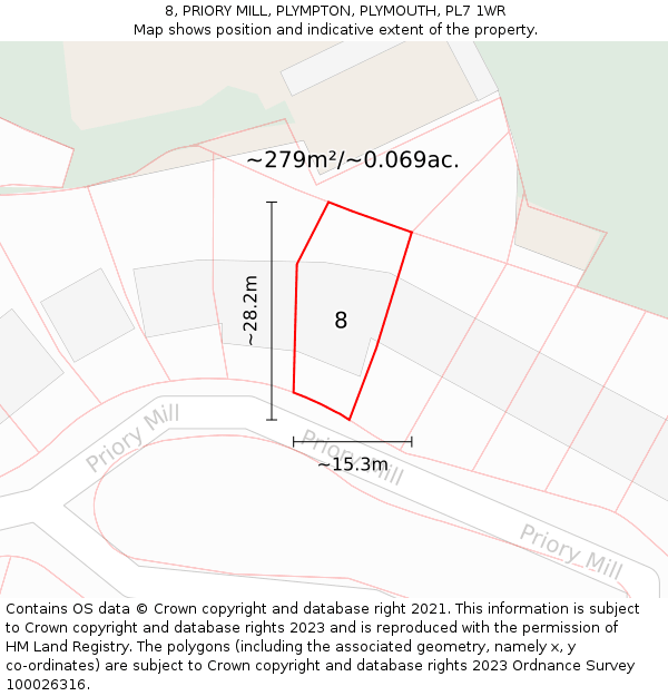 8, PRIORY MILL, PLYMPTON, PLYMOUTH, PL7 1WR: Plot and title map