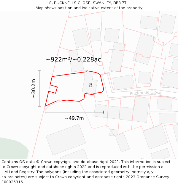 8, PUCKNELLS CLOSE, SWANLEY, BR8 7TH: Plot and title map