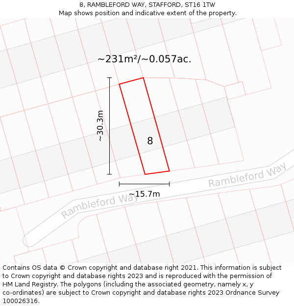 8, RAMBLEFORD WAY, STAFFORD, ST16 1TW: Plot and title map