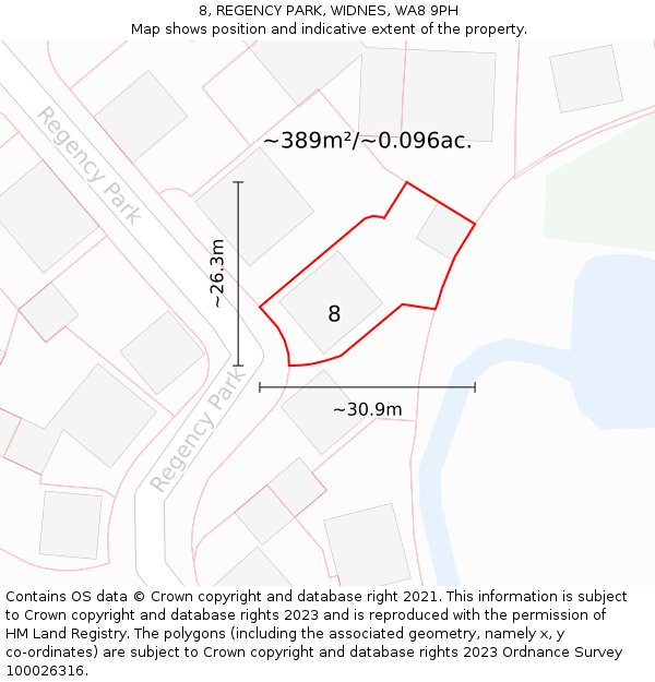 8, REGENCY PARK, WIDNES, WA8 9PH: Plot and title map