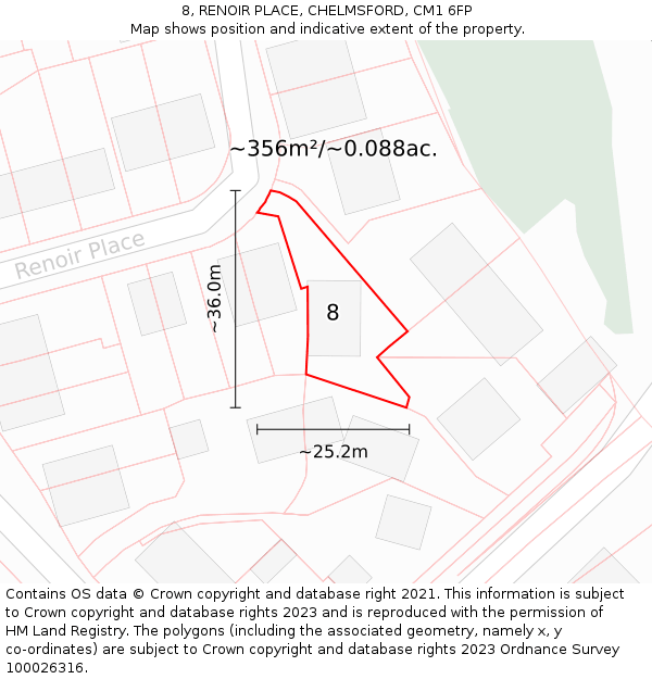 8, RENOIR PLACE, CHELMSFORD, CM1 6FP: Plot and title map