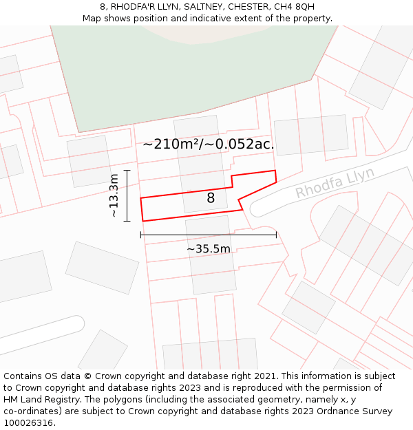 8, RHODFA'R LLYN, SALTNEY, CHESTER, CH4 8QH: Plot and title map