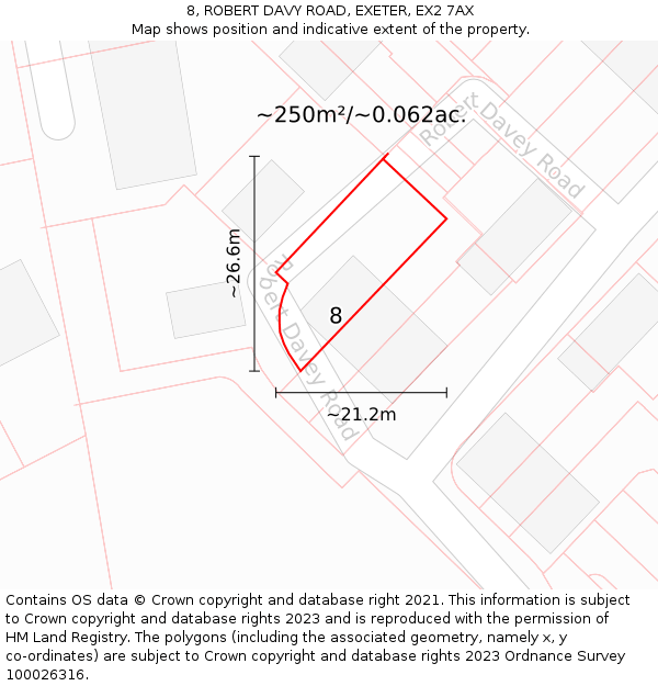 8, ROBERT DAVY ROAD, EXETER, EX2 7AX: Plot and title map