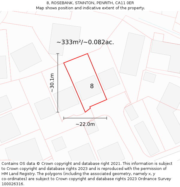 8, ROSEBANK, STAINTON, PENRITH, CA11 0ER: Plot and title map