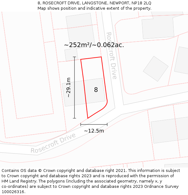 8, ROSECROFT DRIVE, LANGSTONE, NEWPORT, NP18 2LQ: Plot and title map