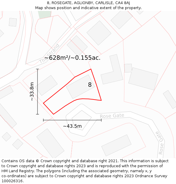 8, ROSEGATE, AGLIONBY, CARLISLE, CA4 8AJ: Plot and title map