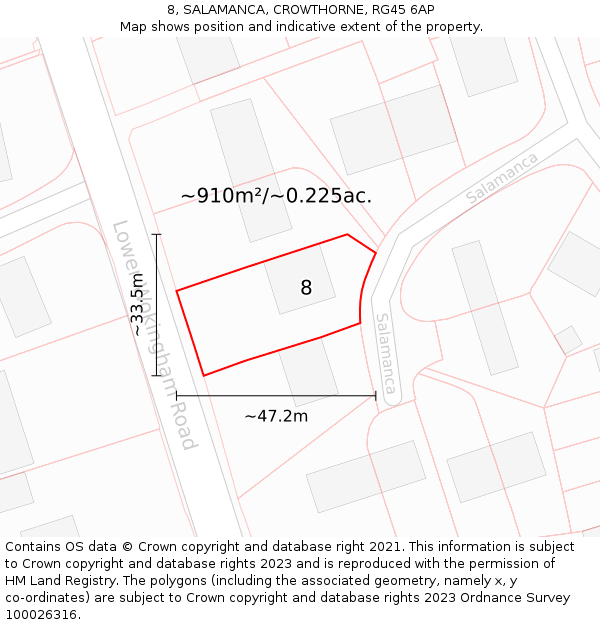 8, SALAMANCA, CROWTHORNE, RG45 6AP: Plot and title map