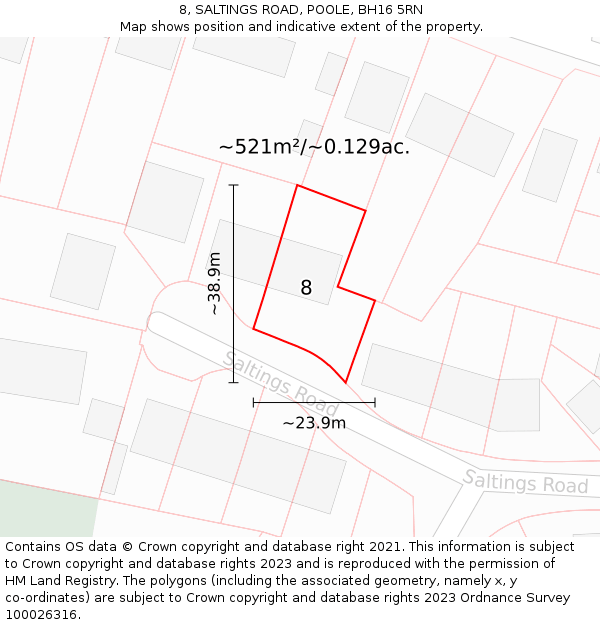 8, SALTINGS ROAD, POOLE, BH16 5RN: Plot and title map