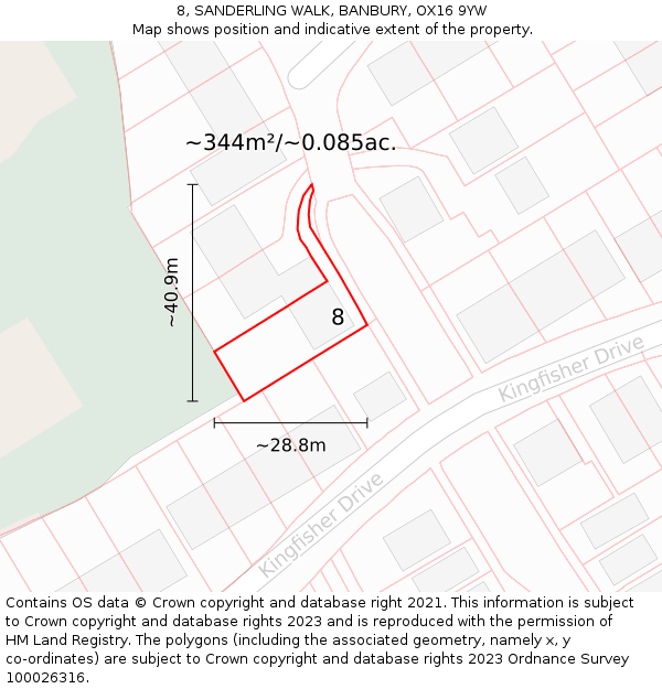 8, SANDERLING WALK, BANBURY, OX16 9YW: Plot and title map