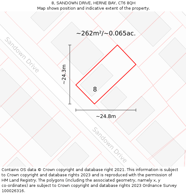 8, SANDOWN DRIVE, HERNE BAY, CT6 8QH: Plot and title map