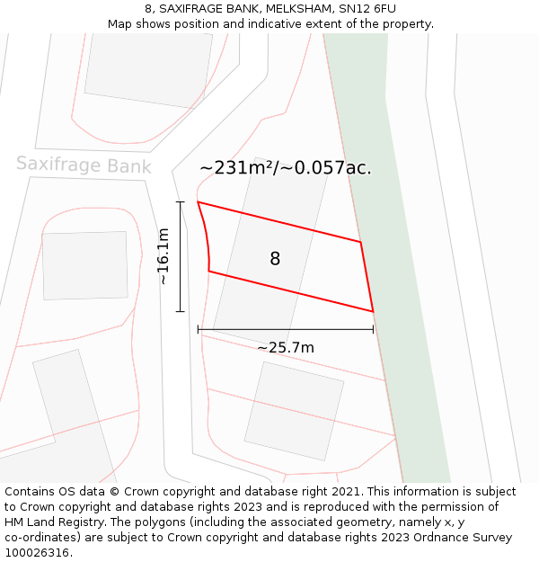 8, SAXIFRAGE BANK, MELKSHAM, SN12 6FU: Plot and title map