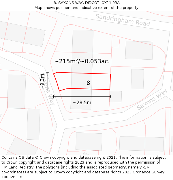 8, SAXONS WAY, DIDCOT, OX11 9RA: Plot and title map