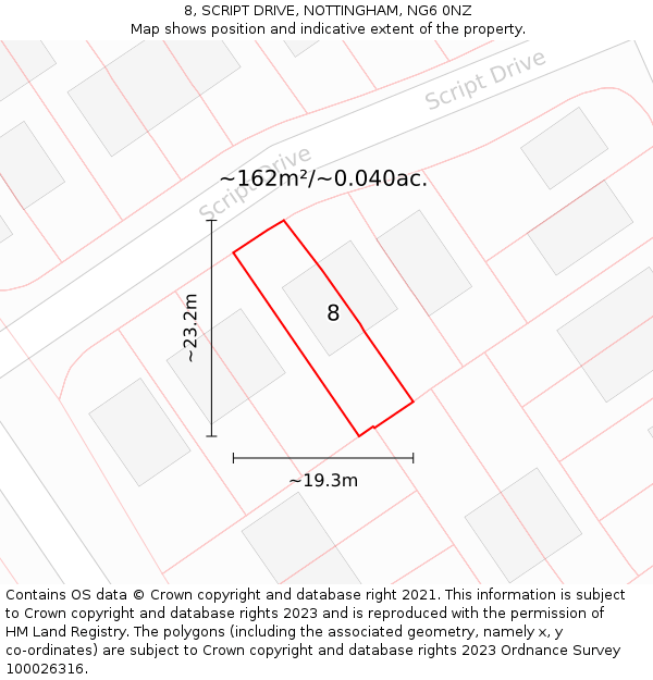 8, SCRIPT DRIVE, NOTTINGHAM, NG6 0NZ: Plot and title map