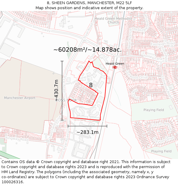 8, SHEEN GARDENS, MANCHESTER, M22 5LF: Plot and title map