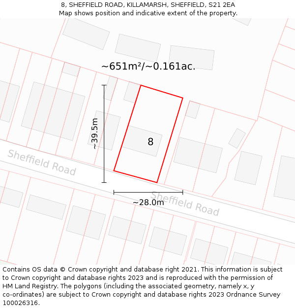 8, SHEFFIELD ROAD, KILLAMARSH, SHEFFIELD, S21 2EA: Plot and title map