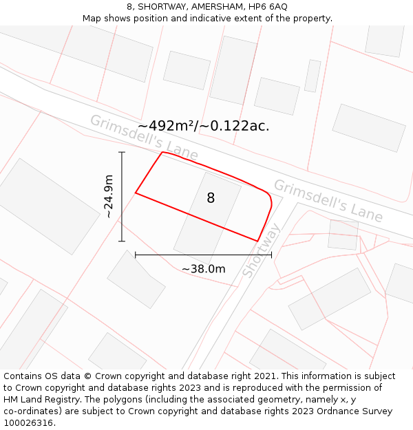 8, SHORTWAY, AMERSHAM, HP6 6AQ: Plot and title map