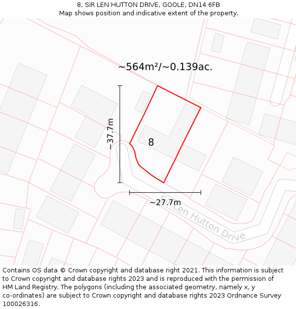 8, SIR LEN HUTTON DRIVE, GOOLE, DN14 6FB: Plot and title map