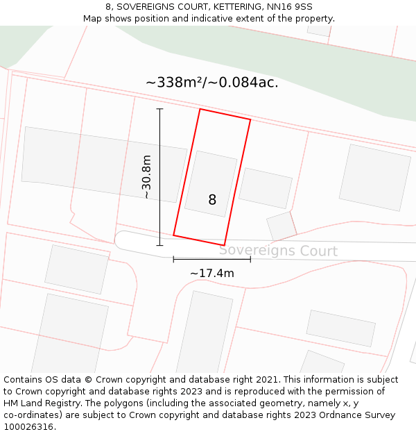 8, SOVEREIGNS COURT, KETTERING, NN16 9SS: Plot and title map