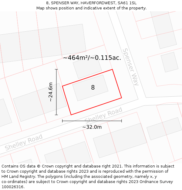8, SPENSER WAY, HAVERFORDWEST, SA61 1SL: Plot and title map
