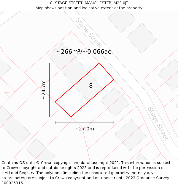 8, STAGE STREET, MANCHESTER, M23 0JT: Plot and title map