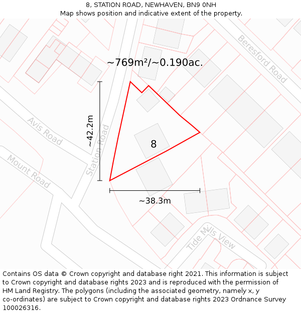 8, STATION ROAD, NEWHAVEN, BN9 0NH: Plot and title map