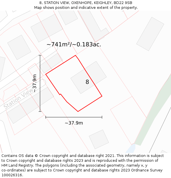 8, STATION VIEW, OXENHOPE, KEIGHLEY, BD22 9SB: Plot and title map