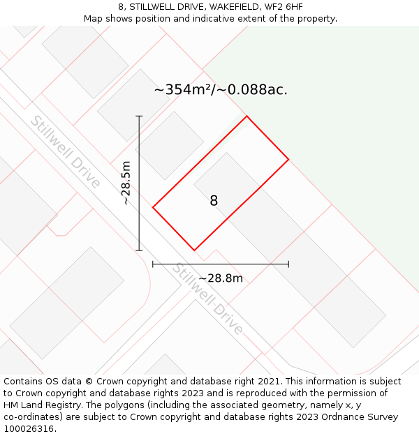 8, STILLWELL DRIVE, WAKEFIELD, WF2 6HF: Plot and title map