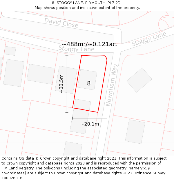 8, STOGGY LANE, PLYMOUTH, PL7 2DL: Plot and title map