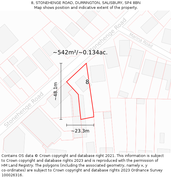 8, STONEHENGE ROAD, DURRINGTON, SALISBURY, SP4 8BN: Plot and title map
