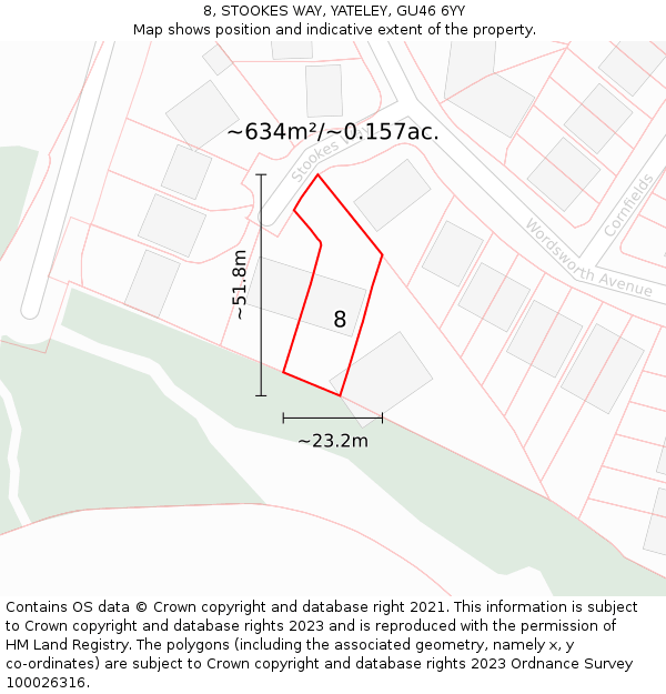 8, STOOKES WAY, YATELEY, GU46 6YY: Plot and title map