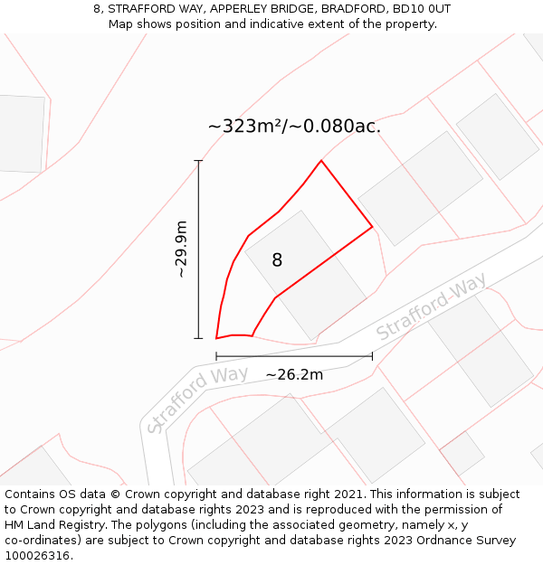 8, STRAFFORD WAY, APPERLEY BRIDGE, BRADFORD, BD10 0UT: Plot and title map