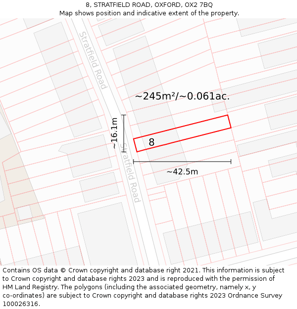 8, STRATFIELD ROAD, OXFORD, OX2 7BQ: Plot and title map