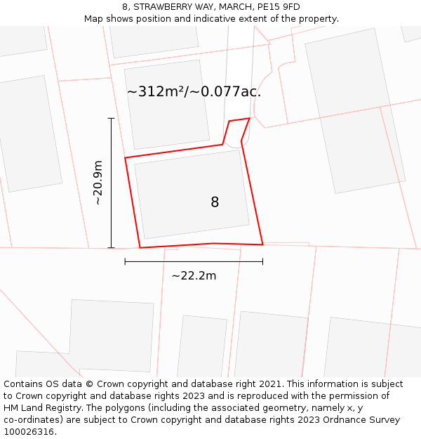 8, STRAWBERRY WAY, MARCH, PE15 9FD: Plot and title map