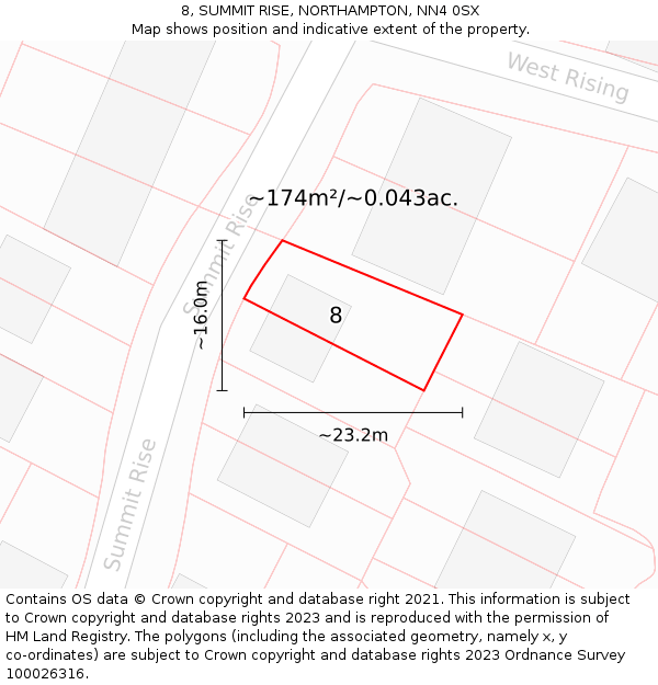 8, SUMMIT RISE, NORTHAMPTON, NN4 0SX: Plot and title map