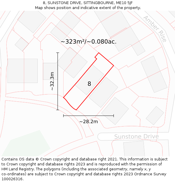 8, SUNSTONE DRIVE, SITTINGBOURNE, ME10 5JF: Plot and title map