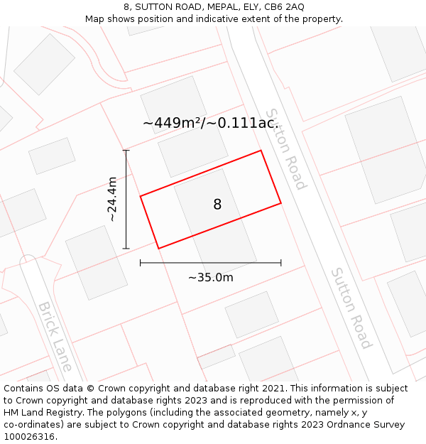 8, SUTTON ROAD, MEPAL, ELY, CB6 2AQ: Plot and title map