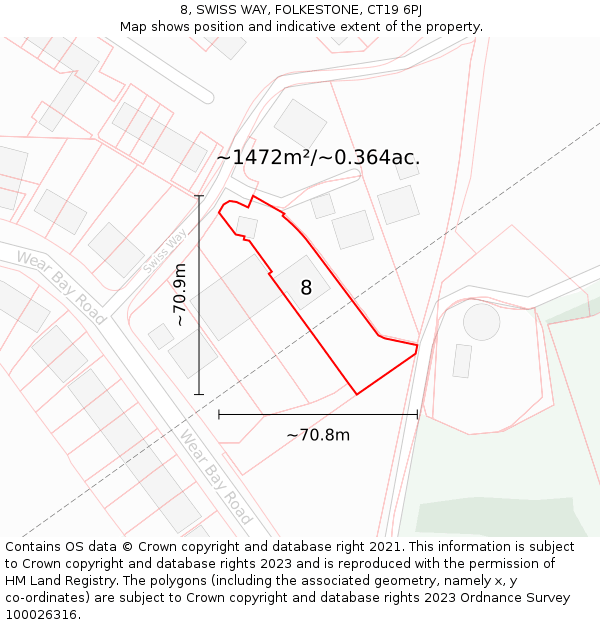 8, SWISS WAY, FOLKESTONE, CT19 6PJ: Plot and title map