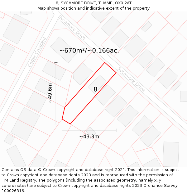 8, SYCAMORE DRIVE, THAME, OX9 2AT: Plot and title map