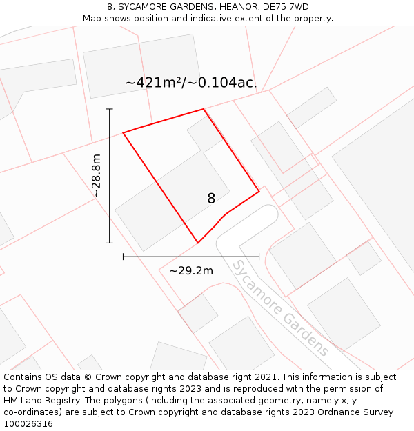 8, SYCAMORE GARDENS, HEANOR, DE75 7WD: Plot and title map