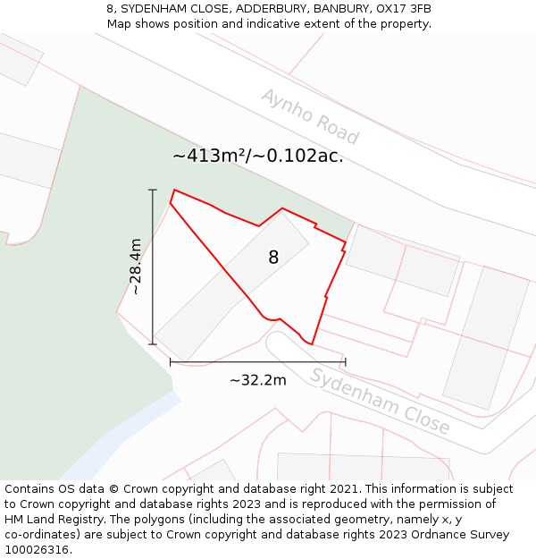 8, SYDENHAM CLOSE, ADDERBURY, BANBURY, OX17 3FB: Plot and title map